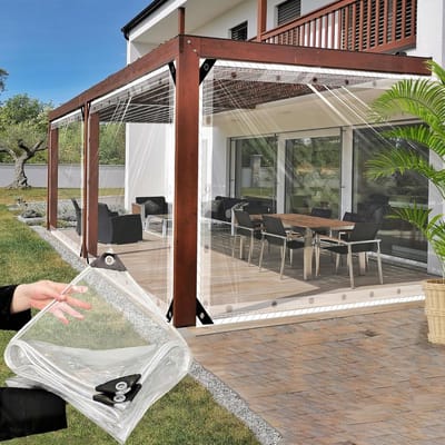 Afdekzeil PVC - Beschermzeil Waterdicht - Buiten Spullen Beschermen - Met Ingestanste Ringen - 1.0 x 8.5m - Transparant