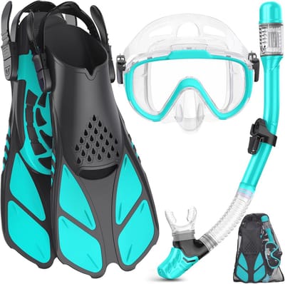 4-in-1 Snorkelset voor Volwassenen met Panoramisch Duikmasker en Droge Top