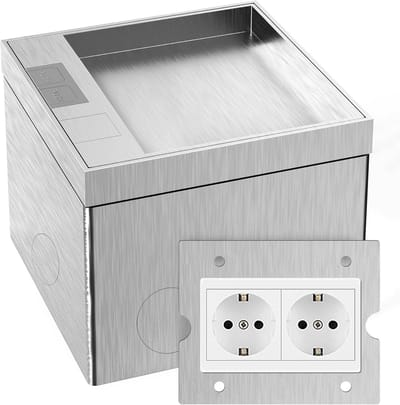Vloerstopcontact - Inbouwdoos Stopcontact - Veilige Stroomvoorziening - Waterdicht Roestvrij Staal - AC 250V 16A - Zilver