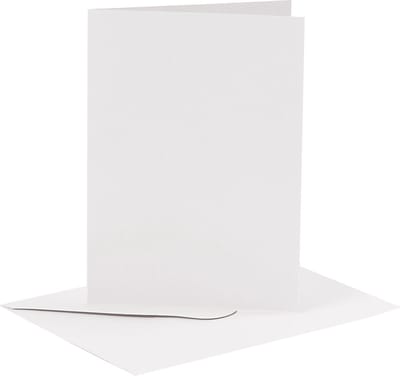 Kaarten en enveloppen, afmeting kaart 10,5x15 cm 110+230 gr, wit, 6 set