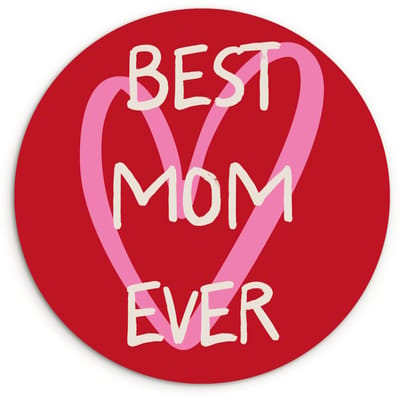 WallCircle® Wandcirkel 120x120 cm - Muurcirkel Moeder - Quote - Hartje - Rood - Muurdecoratie woonkamer - Wanddecoratie slaapkamer - Kamer decoratie accessoires - Ronde schilderijen XXL