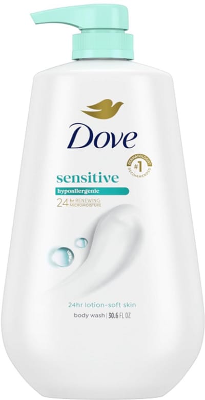 Dove Body Wash Sensitive Skin 870 ml – Hydraterende Douchegel – 24u Lotion-Zachte Huid – Hypoallergeen – Zonder Sulfaten & Parabenen