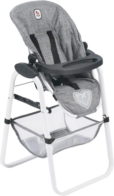 Hoge Stoel voor Poppen - Poppenmeubels met Jeans Grijze Bekleding