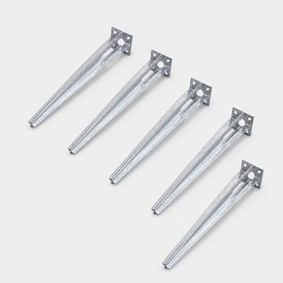 TRUTZHOLM - Inslaggrondhuls Ø 34 mm - Set van 5 - 50 cm Lang - Verzinkt - Hekwerkpaal Grondhuls - Paalhouder - Plaat 100x100 mm