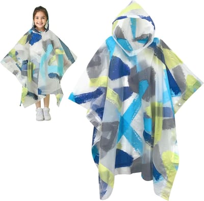 Waterdichte Kinderen Poncho - Herbruikbare Regencape voor Kinderen, Lichtgewicht PEVA, Ideaal voor Kamperen, Wandelen en Buitenactiviteiten