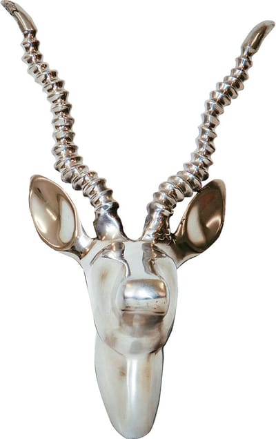 ZoeZo Design - wanddecoratie - hert - bok - rendier - gazelle - 30 x 20 x 15 cm - metaal - zilver