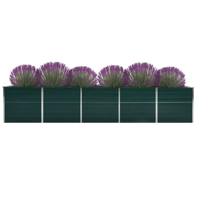 vidaXL - Plantenbak - verhoogd - 400x80x77 - cm - gegalvaniseerd - staal - groen