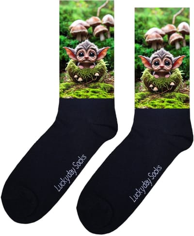 Fantasie dier - Opkikker - Grappige sokken - Valentijns cadeau - Verjaardag cadeau - Sint cadeau - Leuke sokken - Aparte sokken - Vrolijke sokken - Bos - Grappige cadeau - Kerstsokken - Vaderdag - Moederdag - Socks maken Happy - 37-44