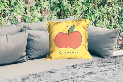 Buitenkussen Weerbestendig - Appel - Fruit - Tekst - 50x50 cm