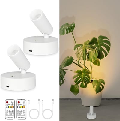 Draagbare Oplaadbare LED Spot Verlichting Set met Afstandsbediening - Draadloos Dimbare Wandlamp voor Binnen