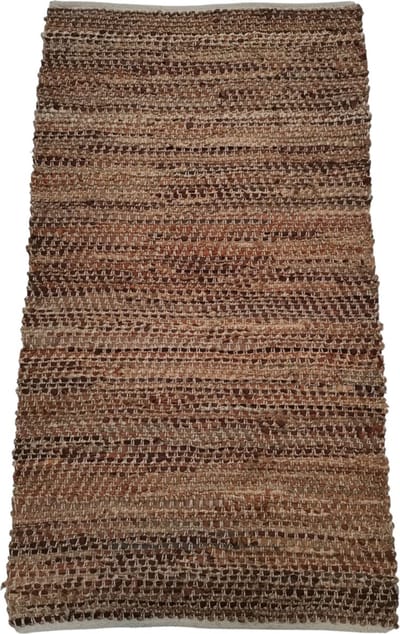 Rocaflor - Vloerkleed - 80x140cm - jute - gerecycled leer aardetinten - geweven