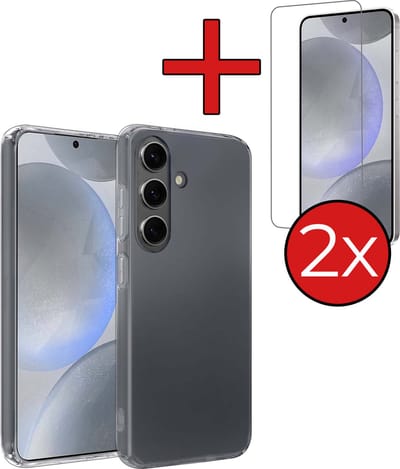 Hoesje - Met 2x Screenprotector - Geschikt voor Samsung Galaxy S24 - Sterk & Shockproof - Telefoon Hoes - Back Cover - Siliconen Case - Telefoonhoes - Transparant