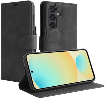 Just in Case hoesje geschikt voor Samsung Galaxy A36 / A56 Hoesje met Pasjeshouder - Premium Bookcase - Zwart