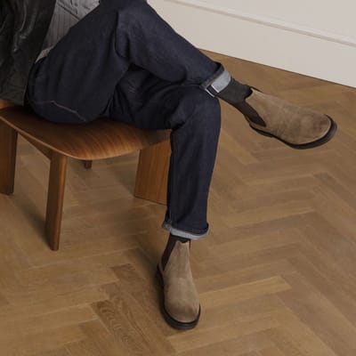Manfield - Heren - Taupe suède chelsea boots - Maat 43
