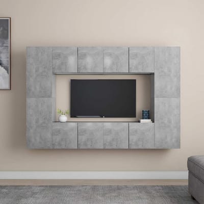 vidaXL - 8-delige - Tv-meubelset - bewerkt - hout - betongrijs