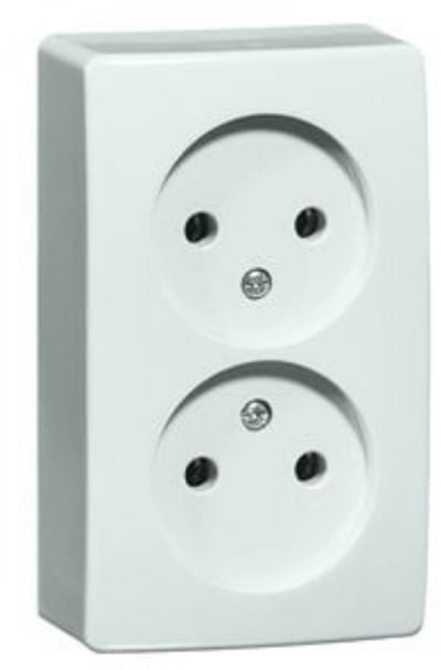 PEHA Opbouw Stopcontact Dubbel – Zonder Randaarde - Levend Wit