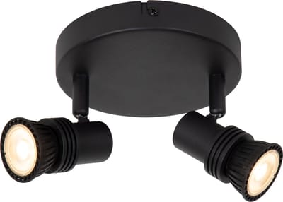 Lucide KIANTI - Plafondspot (Plafondlamp) - Ø 15 cm - 2xGU10 - Zwart