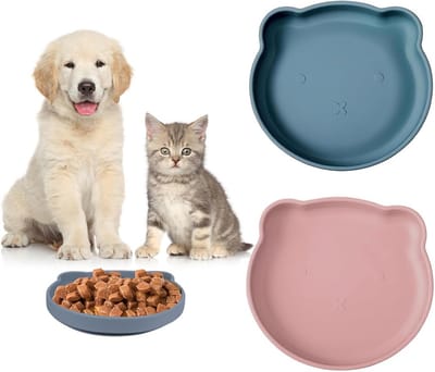 2x Platte Siliconen Voerbak voor Katten - Breed & Ondiep Voerstation voor Snorharen & Voedsel