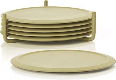 Zone Denmark Singles Onderzetters voor Glazen - Siliconen Onderzetters met Houder - Coasters - Set van 6 - Ø 10 cm - Leek Green (groen)