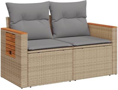 Tuinbank – Tuinbankjes weerbestendig - Tuinbanken - Loungebank - Balkon Set - Buitenbank - Beige - 2 personen - Staal