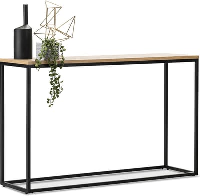 Console tafel Kittilä 80x100x30 cm zwart mat en eikenkleurig