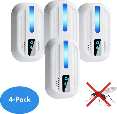 Muggenverjager 4-Pack Ultrasoon Effectieve Bescherming Tegen Muggen en Insecten – Insecten Verjager Voor Binnen Draadloos en Geluidsarm Ontwerp – Ultrasone Verjager Pest Repeller Voor Veilig en Chemievrij Gebruik