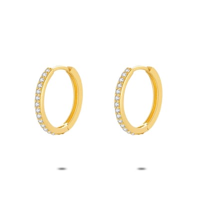 Twice As Nice Oorringen in 18kt verguld zilver, zirkonia, 18 mm