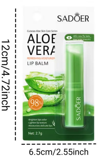2 Stuks Aloë Vera Lippenbalsem – Hydraterende & Voedende Lipverzorging – Voor Zachte, Gladde Lippen
