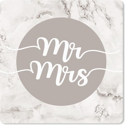 Muismat 20x20 cm - Mousepad Mr Mrs - Spreuken - Quotes - Trouwen - Muismatten
