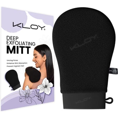 KLOY Badhandschoen voor Peeling, Lichaamsscrubber, Gemaakt van Viscose Rayon Vezel black