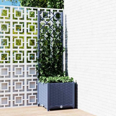 vidaXL - Plantenbak - met - trellis - blauwgrijs - 40x40x136 - cm - PP