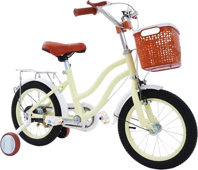 Kinderfiets - Loopfiets - Eerste fiets - Inclusief steunwielen - 14 inch - Beige