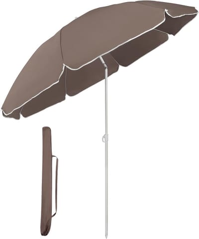 Parasol, 160 cm, strandparasol met beschermhoes voor balkon, tuin en terras, hellingshoek en hoogte verstelbaar, ronde zonwering UV20+