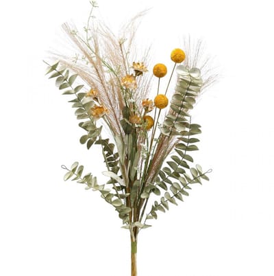 Kunstbloemen Craspedia decoratieve bos Eucalyptus Vedergras 55cm
