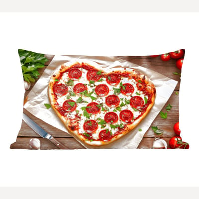 Sierkussens - Kussentjes Woonkamer - 50x30 cm - Pizza - Hart - Pepperoni - Tomaat