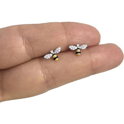 Huitan Fijne Bij Stud Oorbellen voor Vrouwen Zilverkleurig/Goudkleurig Grappige Dagelijkse Oorbellen Oorpiercing Oorbellen Sieraden voor Tieners Dropship beige