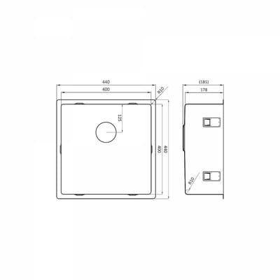 Lorreine Superplug series spoelbak 40x40cm RVS 40SP