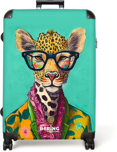 NoBoringSuitcases.com® - Koffer groot - Reiskoffer lichtgewicht - Bladeren - Bril - Giraffe - Dieren - Design - Rolkoffer met 4 wielen - Grote trolley XL - 98 liter bagage