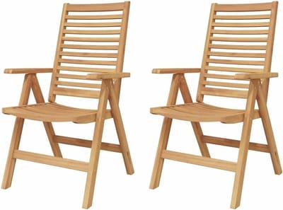 Tuinstoelen Teakhout - Klapstoelen Outdoor - Buiten Ontspannen - Inklapbaar Ruimtebesparend - 2 stuks - Bruin