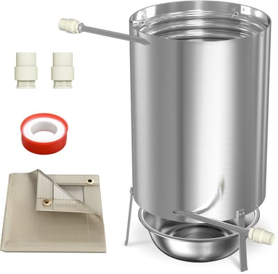 Roestvrijstalen Zwembadverwarmers - Met Vuur- En Verwarmingsspoel - Zwembadoven Met Aansluitingen Diameter 32/38 mm - Zwembadverwarmer - Houtgestookte Zwembadverwarmer - 12 L Zwembadverwarmer - Vuurvat - Houtgestookt Zwembad (Zilver) NAIZY
