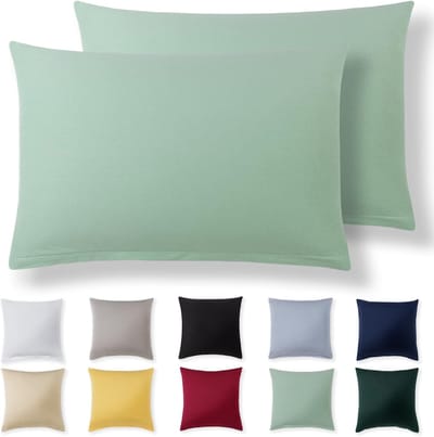 Zomergroen Kussensloop 50 x 70 cm - Set van 2 - 100% Jersey Katoen - Superzachte Kussenslopen met Ritssluiting
