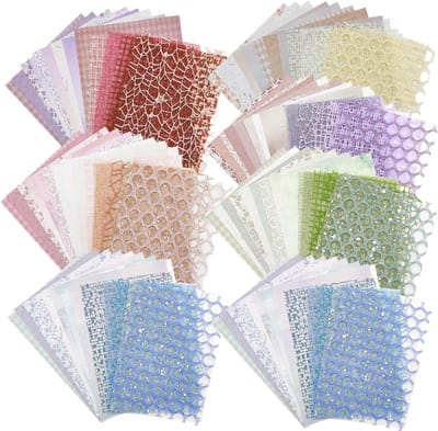 105 vellen plakboek papier decoratief gestructureerd papier, FineGood mesh stof diverse set knutselpapier voor Junk Journal Supplies Scrapbooking Planner Card Maken