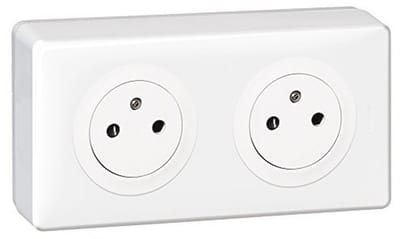 Dubbel Stopcontact - Wandcontactdoos Aarde - Binnen Gebruiken - Snel Draad Aansluiten - 230 Volt - Wit