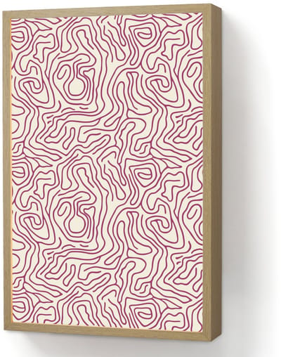Wandlamp 40x60 cm - Oplaadbaar - Kronkelende lijn - Magenta - Crème - Wandlampen binnen woonkamer - Slaapkamer lamp - Decoratieve nachtlamp - Vloerlamp draadloos