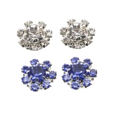 Set -clip oorbellen -wit -blauw - strass- geen gaatje- Charme Bijoux