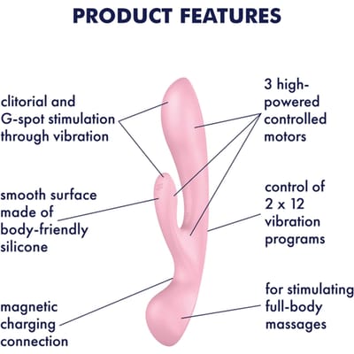 Satisfyer 'Triple Oh', 24 cm, 3 motoren, flexibel, aan beide zijden te gebruiken