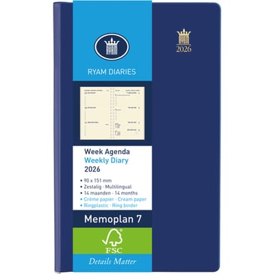 Agenda 2027 Ryam Memoplan 7 Suprema 7dagen/2pagina's ringplastic assorti