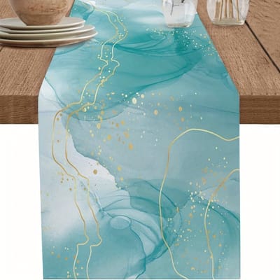 Groen Gouden Marmeren Lijnen Linnen Tafelkleden Feestdecoratie Herbruikbare Keuken Eettafel Runner Bruiloft Decoraties 150x33cm
