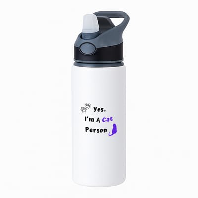 Hacebo® - yes I'm a cat person waterfles met rietje zwart - Katten - katten liefhebbers - iemand die houdt van poezen - verjaardag - cadeau - kado - geschenk - water fles - 650ML