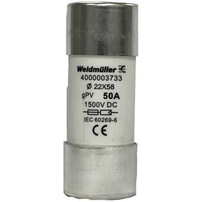 Weidmüller 4000003733 FUSE WSFL 22X58 50A 1K5V GPV Buiszekering Inhoud 10 stuk(s)